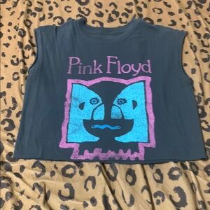 Pink Floyd Blue Crop Top Graphic Tee